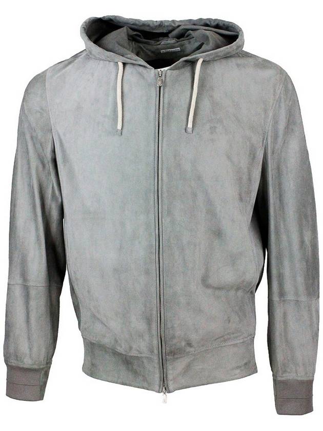 Brunello Cucinelli Hooded zipped leather jacket