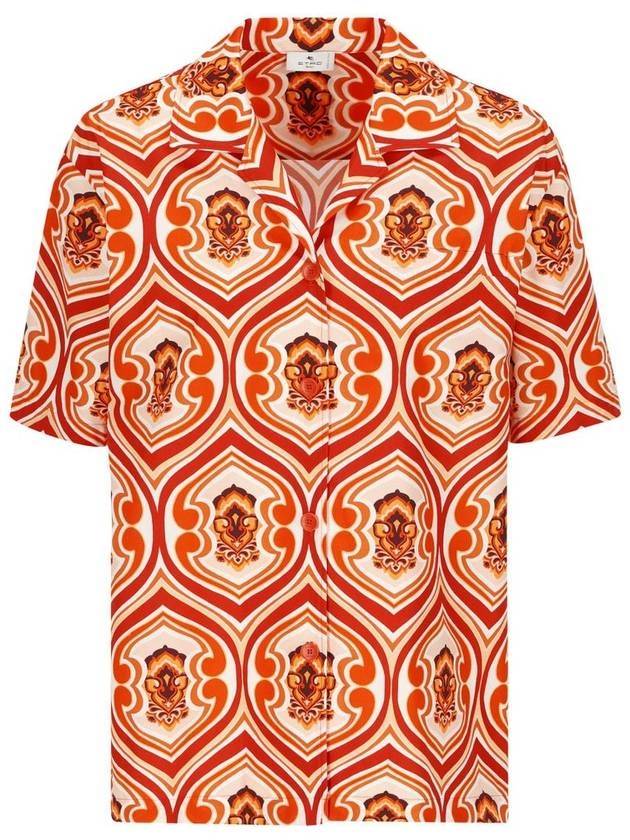 에트로 기하학 프린트 반팔 셔츠 레드