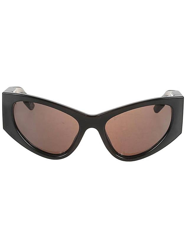 발렌시아가 아이웨어 D 프레임 로고 프린트 선글라스 블랙