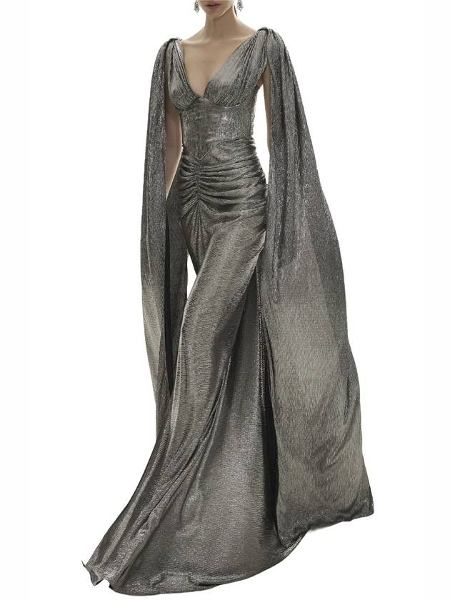 SILVER SARI DRESS