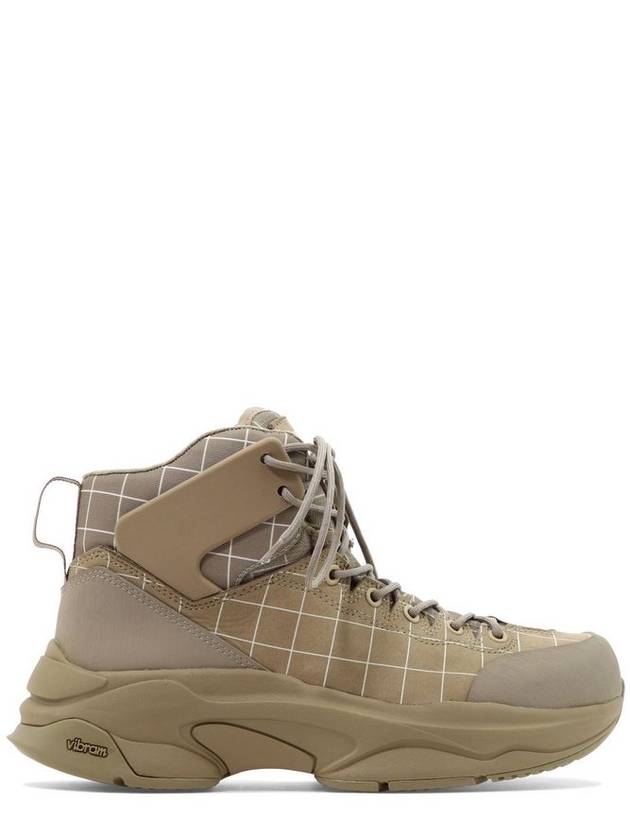 언더커버 체크 레이스업 앵클 부츠