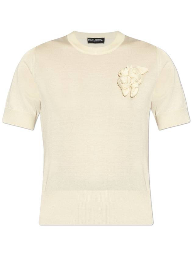 Dolce & Gabbana Silk Top With Appliqu?  Women's  Cream