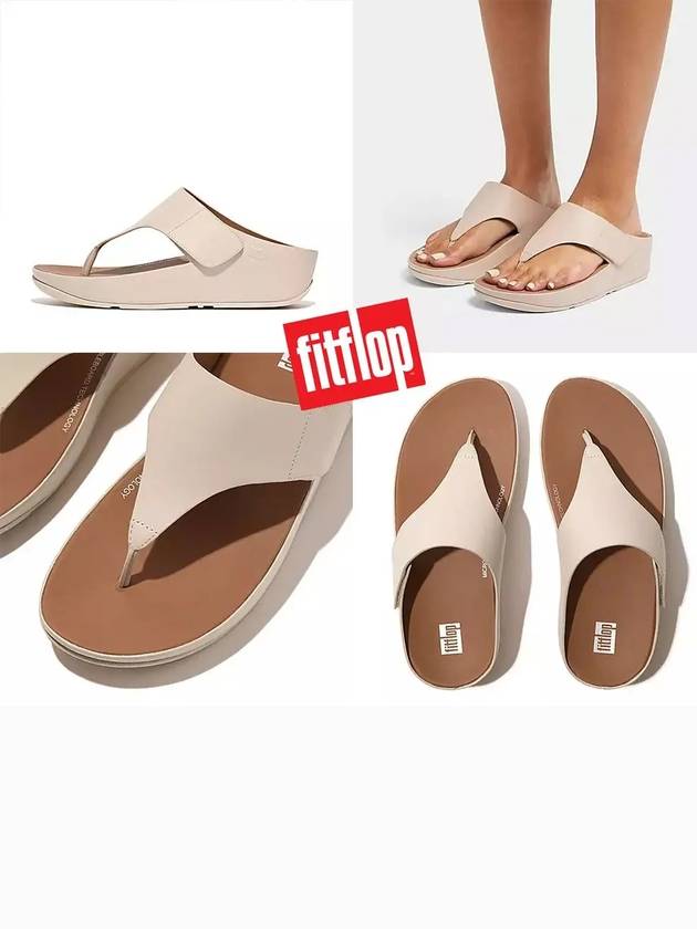 핏플랍 슈브 바 조절 가죽 토 포스트 샌들 조리 슬리퍼 베이지