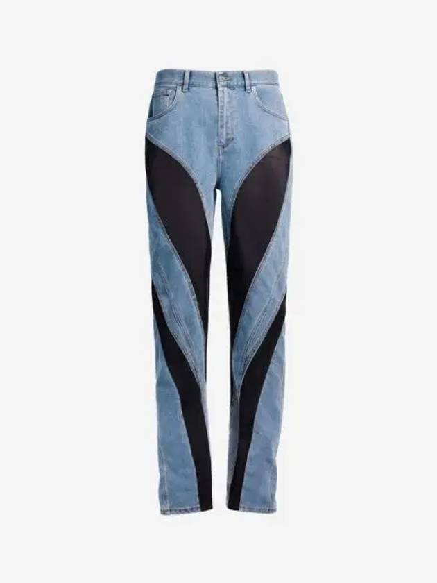 뮈글러 x 에이치앤엠 스파이럴 패널 데님 진 라이트 데님 블루 블랙 Mugler x H&M Spiral Panel Jeans Light Denim Blue Black