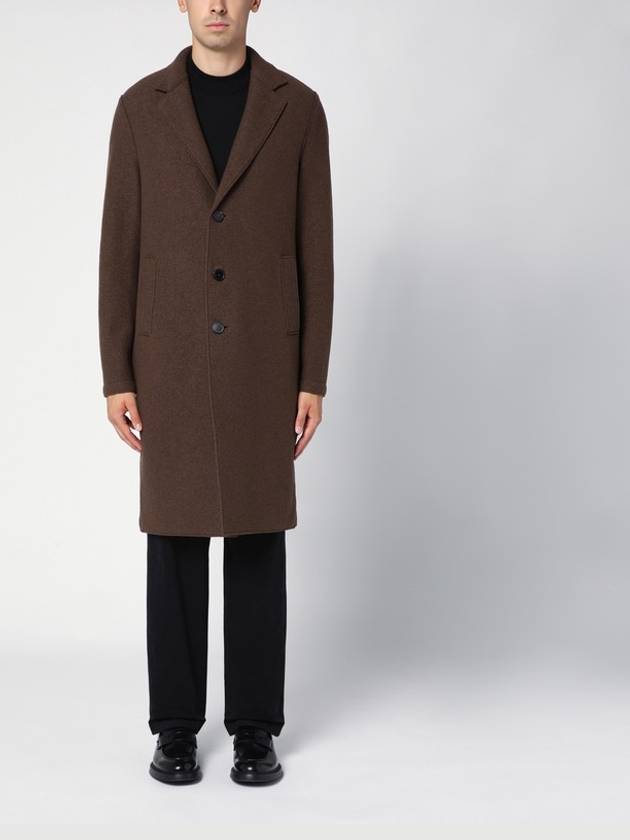 Harris Wharf London Brown single-breasted coat in virgin wool