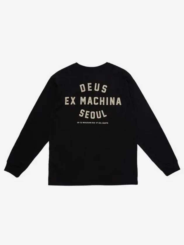 데우스 엑스 마키나 서울 컬리지 롱슬리브 티셔츠 블랙 Deus Ex Machina Seoul College Long Sleeve T Shirt Black