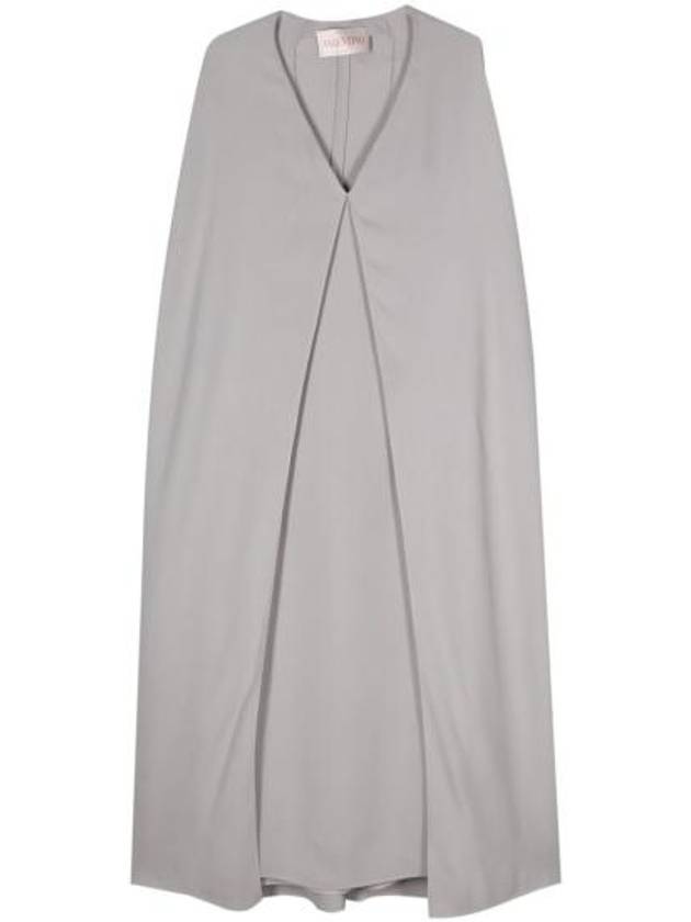 발렌티노 여성 V넥 실크 케이프 그레이