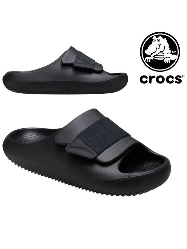 크록스 여성 멜로우 럭스 리커버리 슬라이드 슬리퍼 블랙
