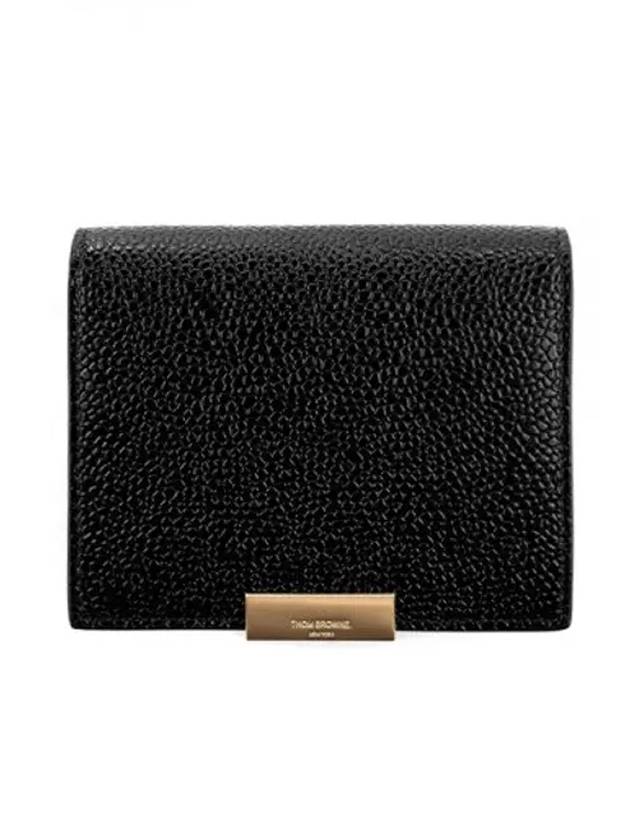 톰브라운 삼선탭 골드 패치 페블 카드 지갑 블랙