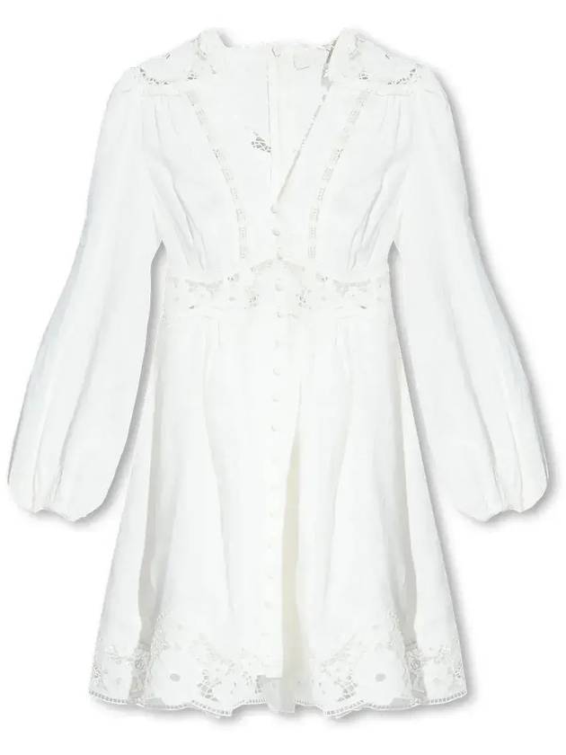 Zimmermann August 플런지 미니 드레스 8721DRS242100Linen_IVO