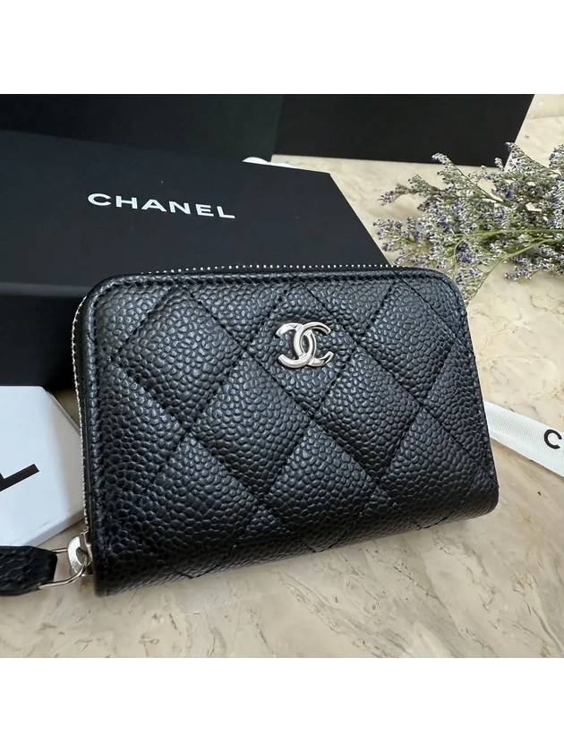 샤넬 클래식 지퍼돌이 카드지갑 캐비어 블랙 은장 AP0216