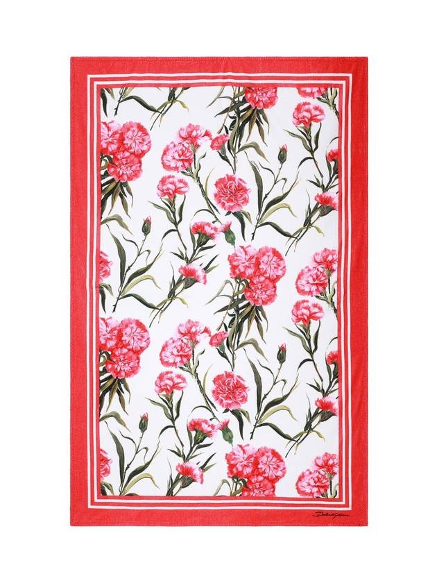 돌체앤가바나 카네이션 프린트 비치 타월 레드 화이트