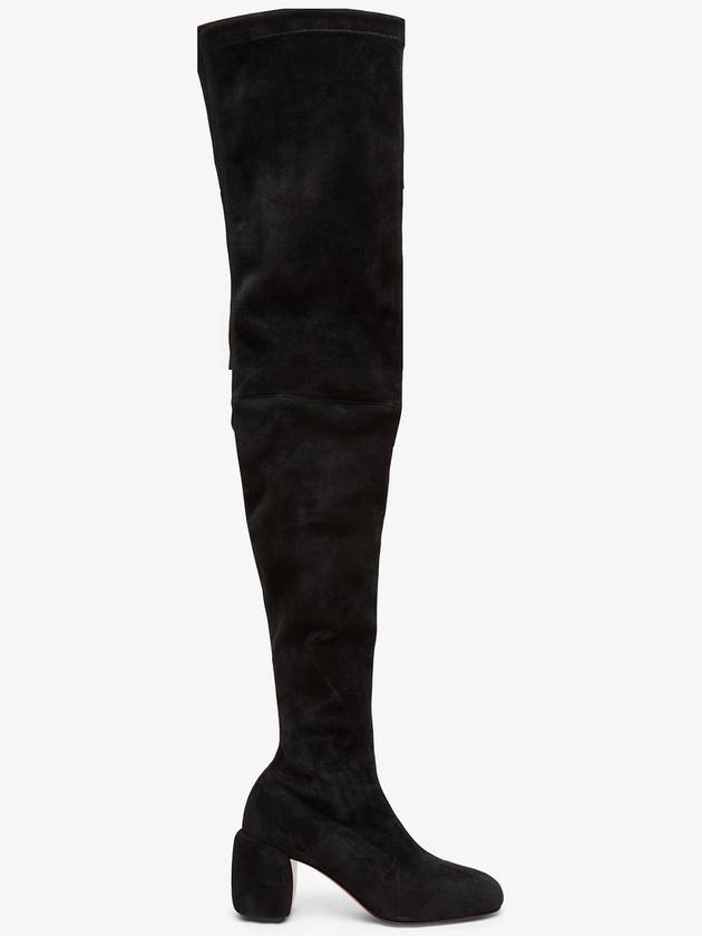 Minny 70 black suede over knee boots