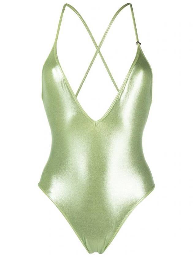 디아티코 메탈릭 브이넥 원피스 수영복 민트