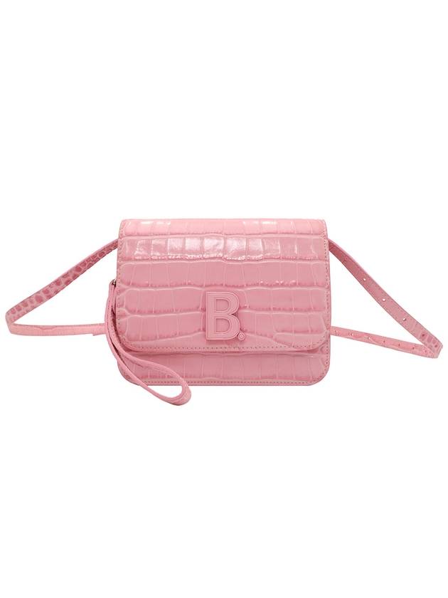 발렌시아가 핑크 크로커다일 엠보싱 카프스킨 B 스몰 숄더백