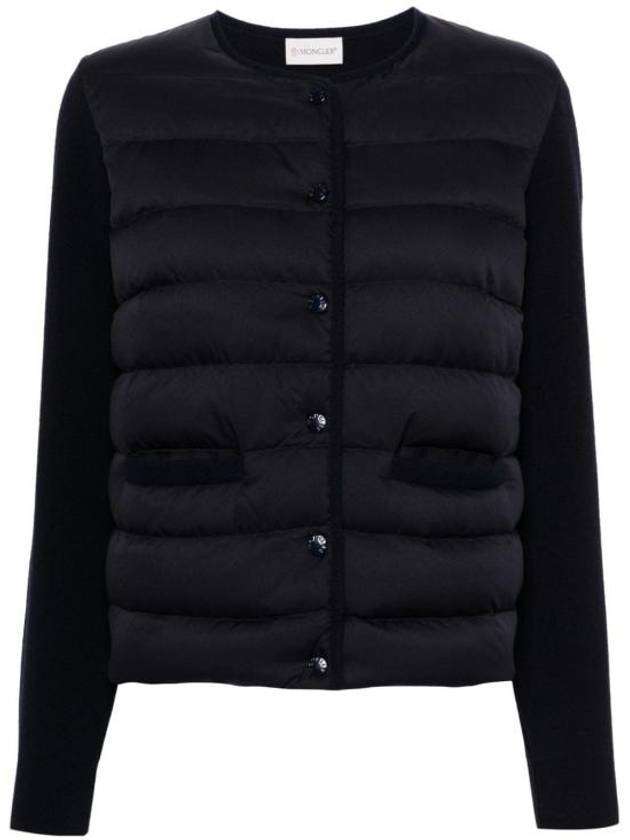 몽클레르 패디드 울 집업 가디건 로얄 블루