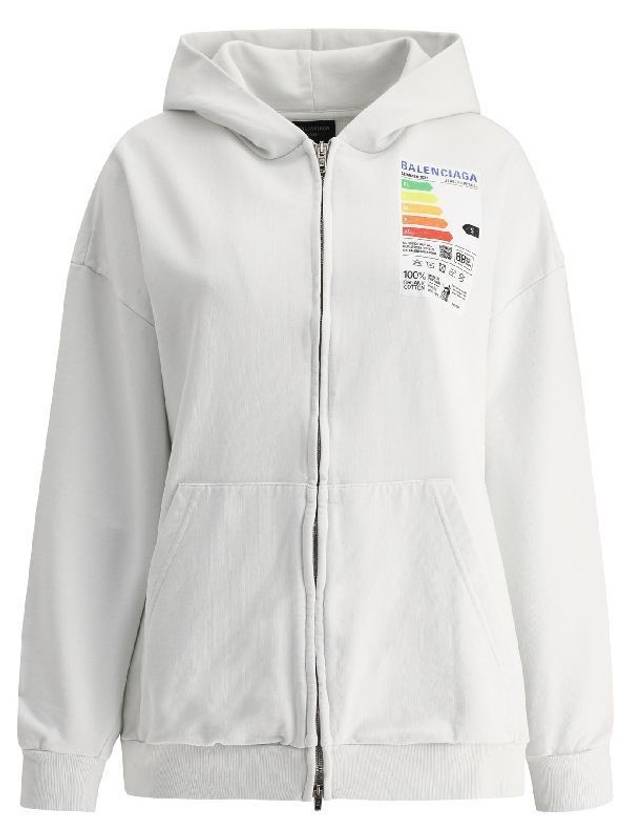 발렌시아가 케어 라벨 로고 패치 오버사이즈 후드집업 화이트