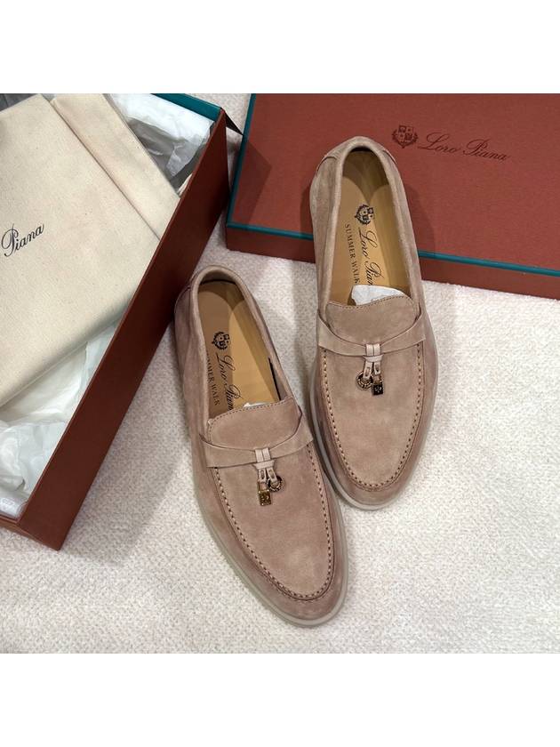 여성 로로피아나 로퍼 썸머 참스 워크 로퍼 스웨이드 샌드 브라운