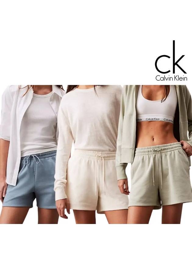 캘빈클라인 반바지 여성 프렌치 테리 쇼츠 아이보리 그린 블루