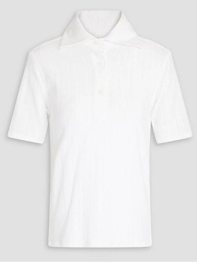 지우리바 헤리티지 Ribbed pointelle knit cotton polo shirt 1647597337349360