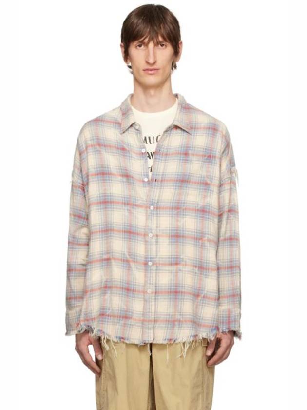 Off White   Blue Shredded Shirt 241021M192010