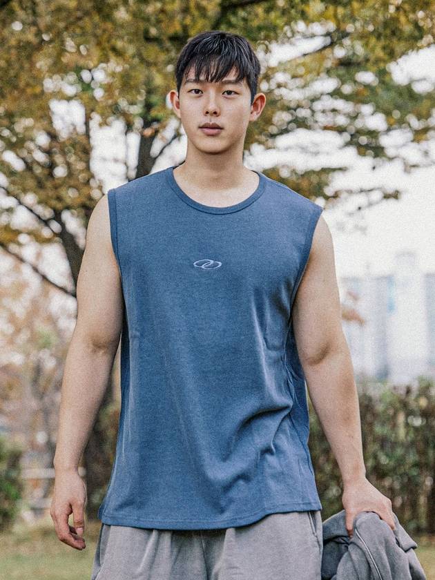 MAVRK 매버릭 남녀공용 코지 피그먼트 슬리브리스 다크블루