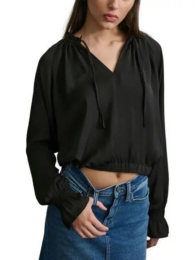 우먼 DKNY 디케이앤와이 진 Smocked Cuff 나그랑 슬리브 블라우스 Blk 블랙 9887981