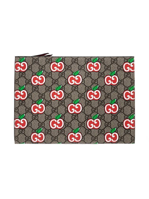 구찌 GG 수프림 애플 프린트 클러치 백 레드