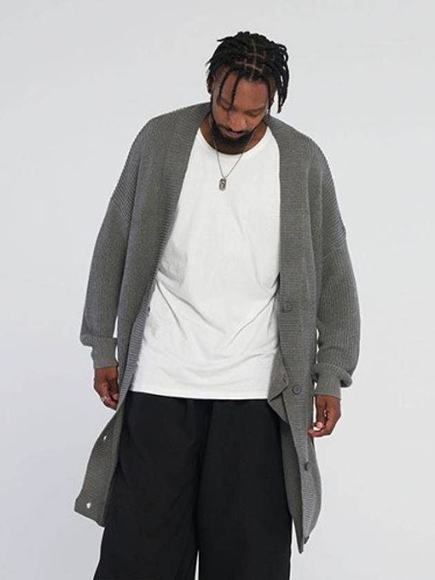TNR Retro Long Cardigan_Dirtygray