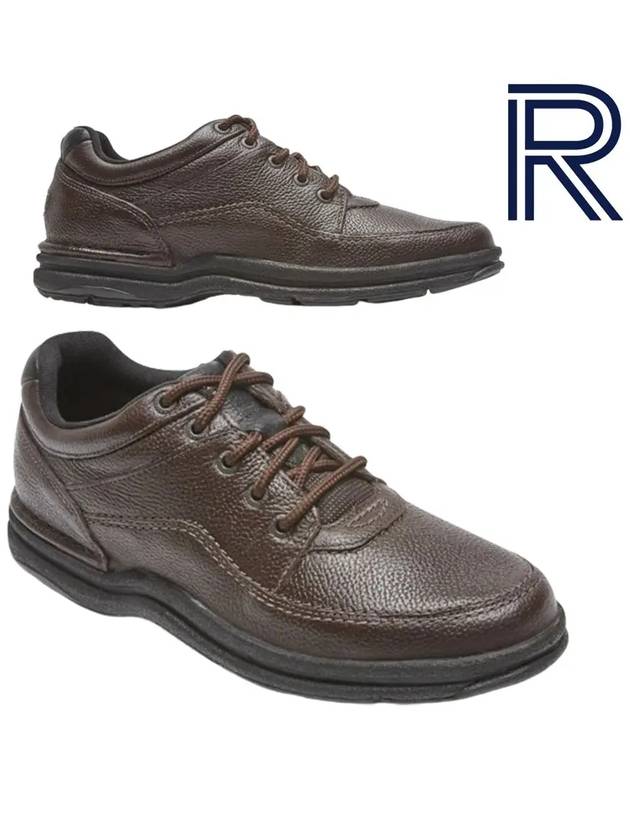 락포트 남성화 클래식 월드 투어 레이스업 스니커즈 신발 브라운