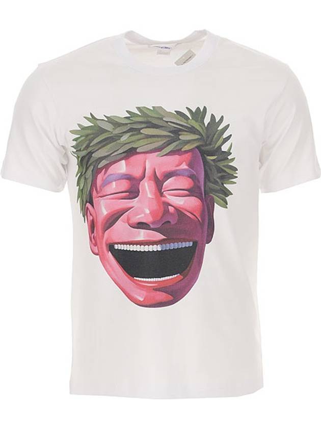 꼼데가르송 웃는 남자 프린트 반팔 티셔츠 화이트