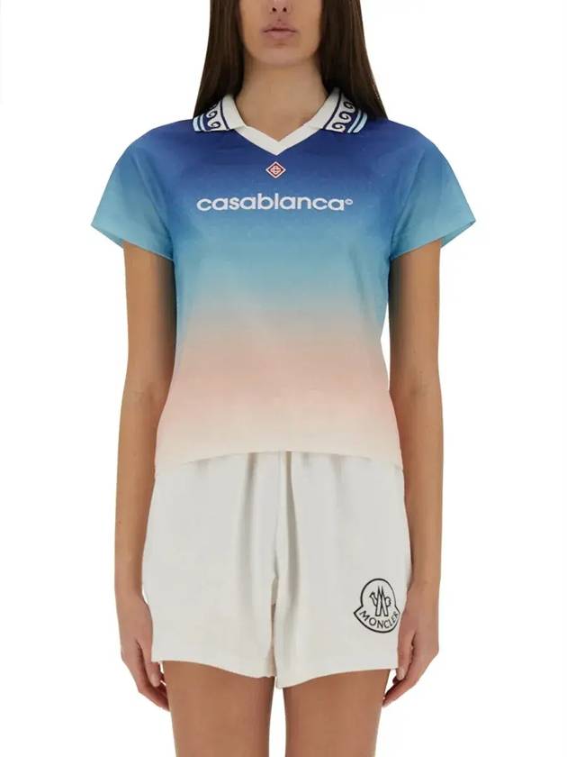 카사블랑카 자카드 모노그램 축구 셔츠 WPS25JTP302_02BLUEGRADIENT