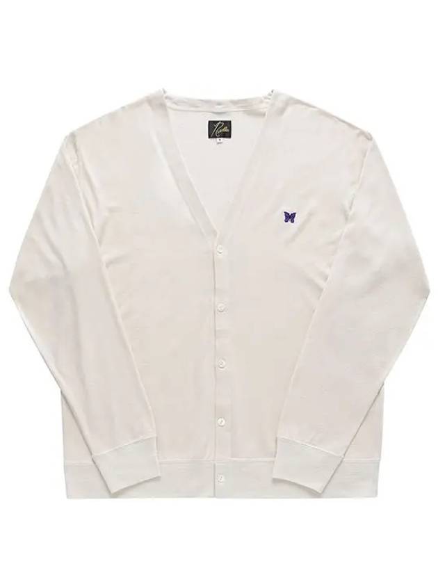 니들스 NEEDLES LQ251 0105 V Neck Cardigan Wool Jersey Ivory 남성 가디건