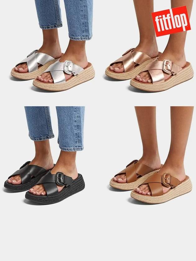 핏플랍 슬리퍼 F모드 에스파드리유 버클 플랫폼 신발 4컬러