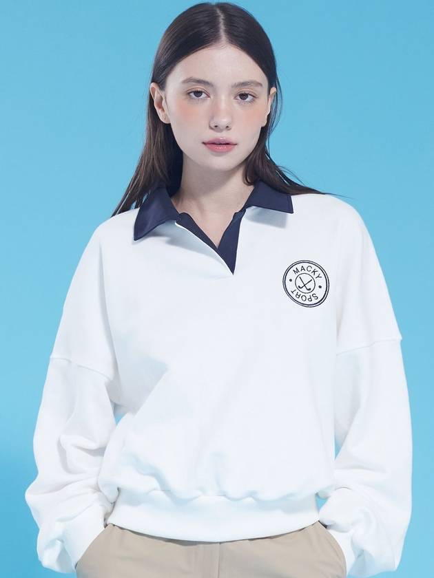 25SS 맥키 여성 맥키 스포츠 스웻셔츠 긴팔 티셔츠 화이트 MCSS125TP3WH