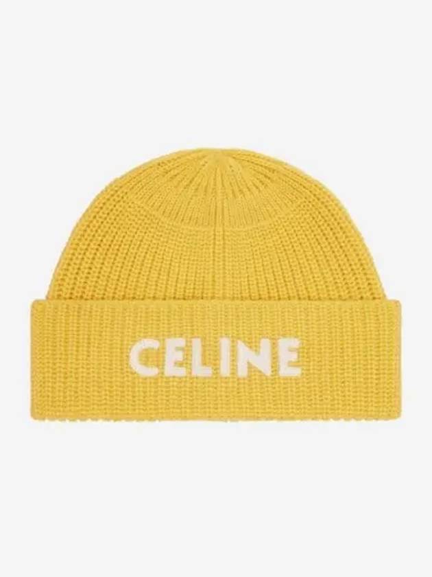 셀린느 자수 니트 울 비니 미모사 Celine Embroidered Knit Wool Beanie Mimosa