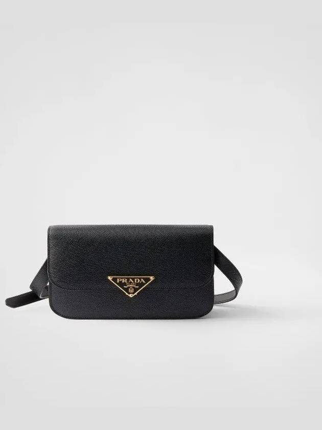 프라다 사피아노 레더 숄더 백 블랙