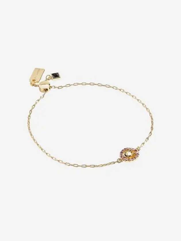 W 코치 시그니쳐 멀티컬러 크리스탈 슬라이더 브레이슬릿 골드 핑크 멀티 W Coach Signature Multicolor Crystal Slider Bracelet Gold Pink Multi