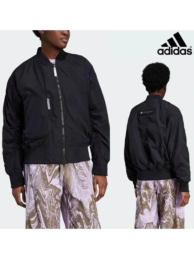 아디다스 바람막이 여성 스텔라 매카트니 우븐 탑 봄버 재킷 블랙