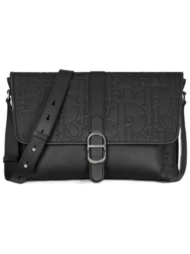 디올 라지 디올 데일리 메신저 백 플랩 디올 그래비티 레더 앤 그레인드 카프스킨 블랙 1ESME197LLG H00N