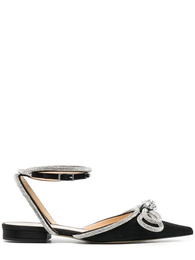 Mach & Mach 더블 보우 포인티드 토 발레리나 슈즈 PF23S001715CRP600_BLACK