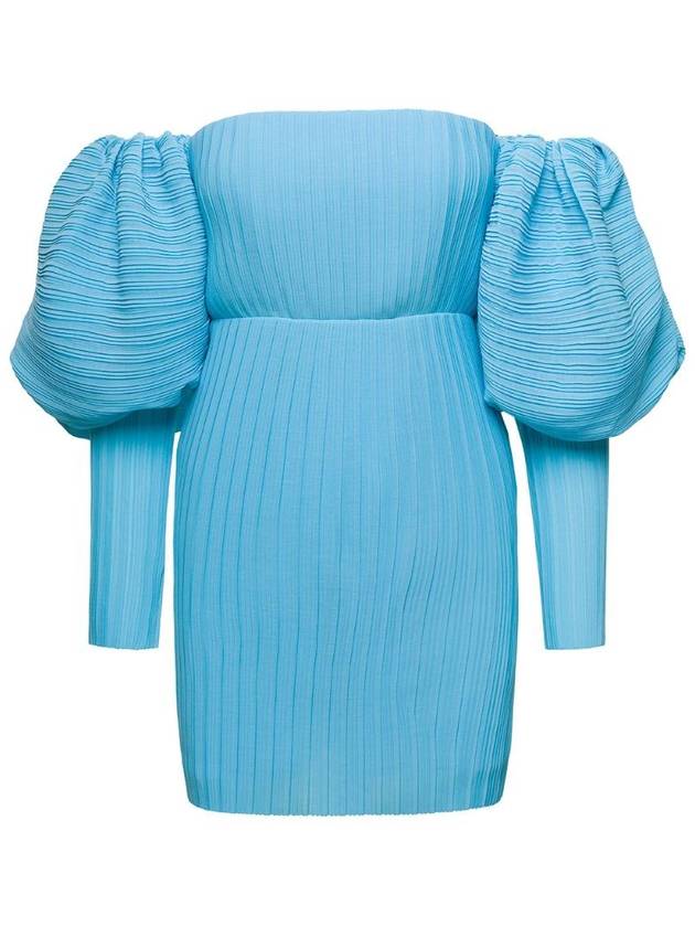 SOLACE LONDON Light Blue Skye 폴리에스테르 여성 오프숄더 미니 드레스 OS27050BLUE