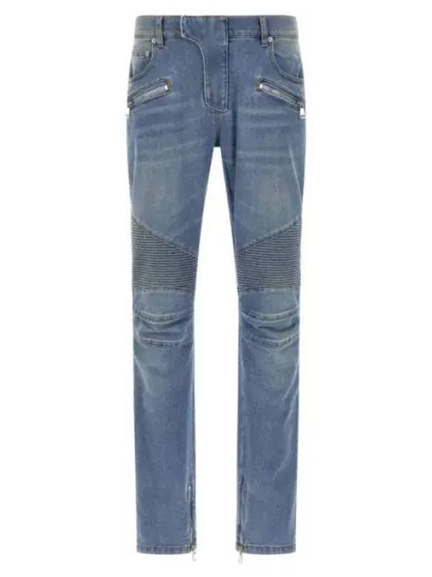 BALMAIN 발망 25FW 데님 슬림 핏 바이커 팬츠 FH1MG115DF81 6AW