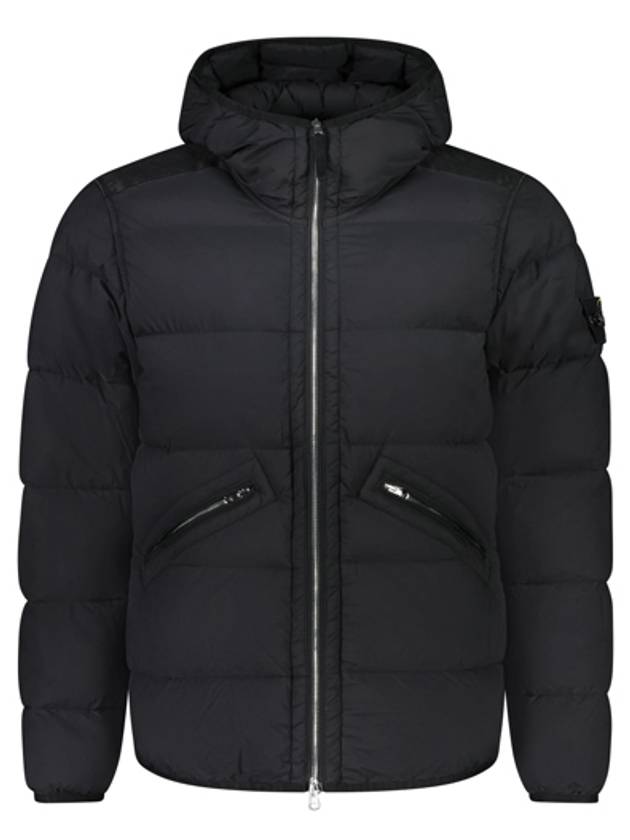스톤아일랜드 24FW 811543128 V0029 와펜패치 심리스 터널 나일론 다운 TC 후드패딩 블랙 남성 패딩 TFS