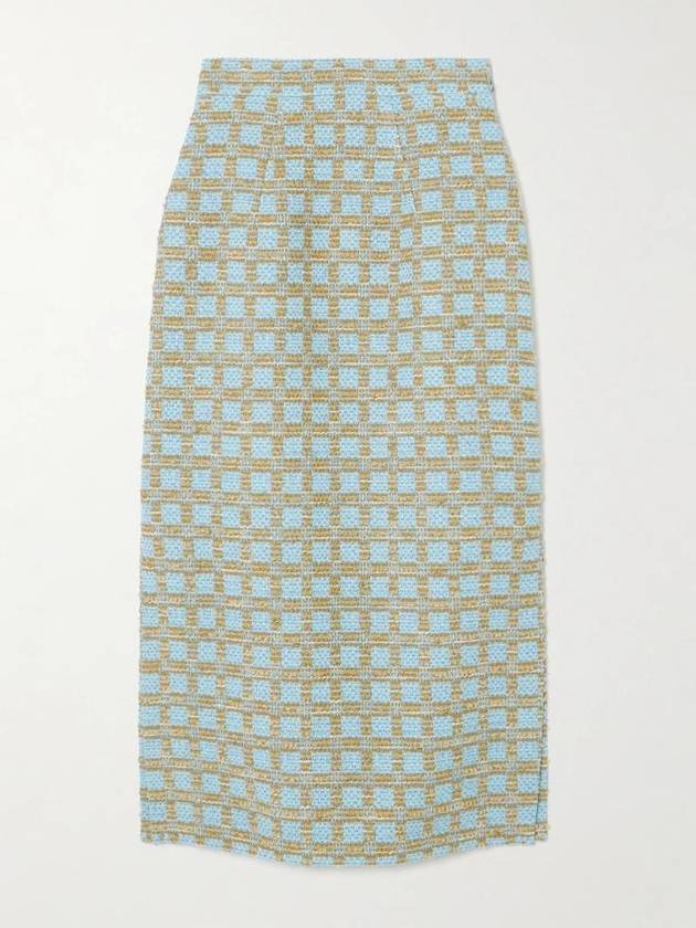 에밀리아윅스테드 Ariceli checked boucle midi skirt