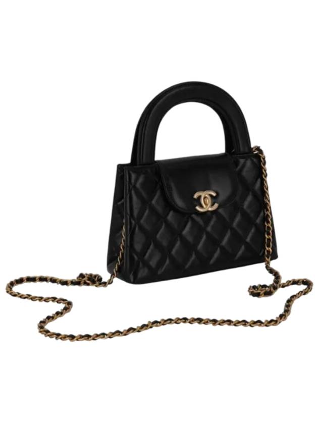 샤넬 금장 스몰 샤이니 빈티지 카프스킨 토트 백 블랙