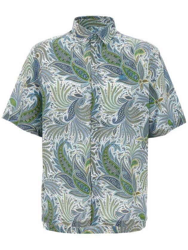 에트로 페이즐리 플라워 반팔 셔츠 그린