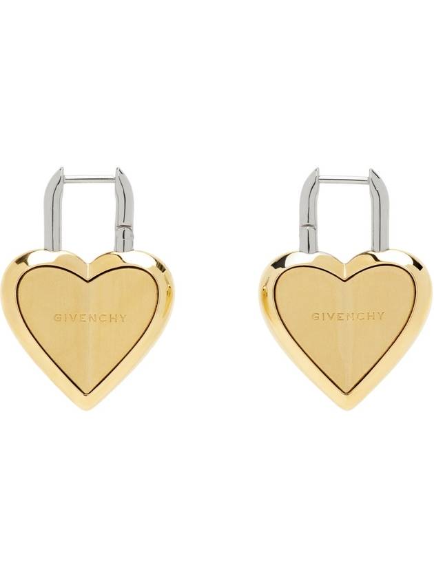 Givenchy Gold & Silver Heart Lock Earrings