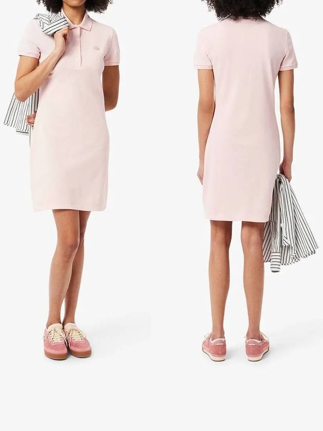 라코스테 원피스 클래식 피케 폴로 드레스 핑크