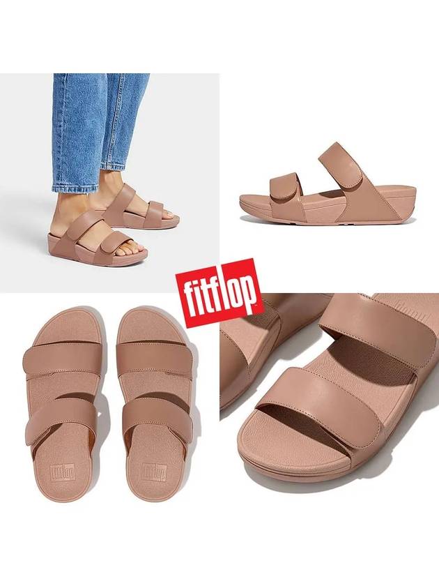 핏플랍 룰루 조절 스트랩 가죽 슬라이드 슬리퍼 베이지